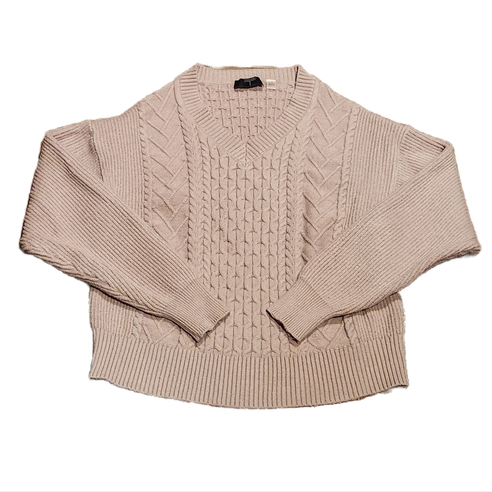 Women's Tahari Cable Knit V-Neck Sweater- Large